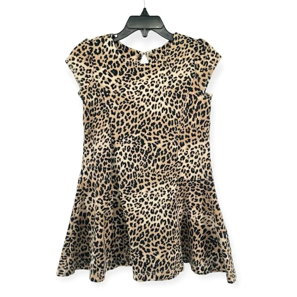 Gymboree Girl’s Leopard Print Drop Waist Knit Short Sleeve Dress Size 6